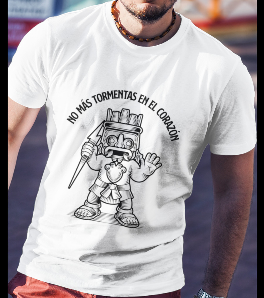 No Más Tormentas En El Corazón Aztec Warrior Holding A Spear T-Shirt
