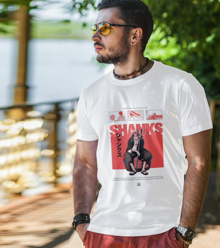 One Piece Shanks Luffy Straw Hat Pirates Manga Panels T-Shirt
