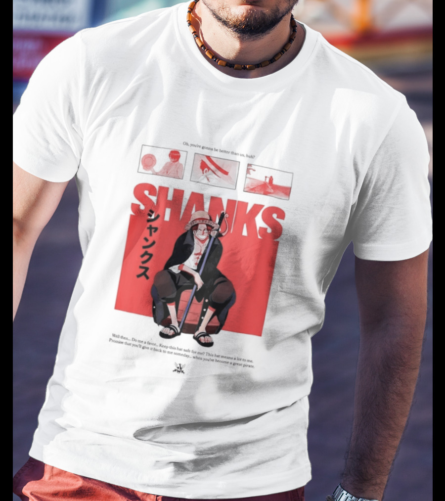 One Piece Shanks Luffy Straw Hat Pirates Manga Panels T-Shirt