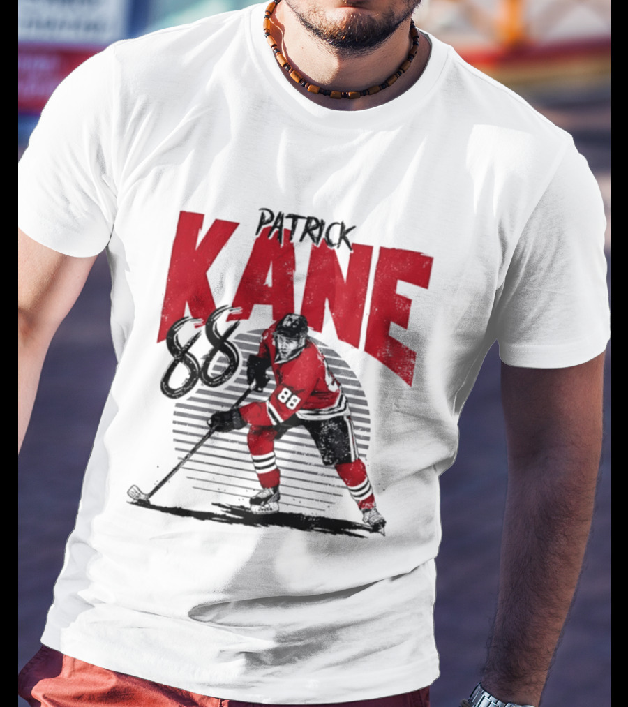 Patrick Kane 88 Chicago Blackhawks Hockey Player Action T-Shirt