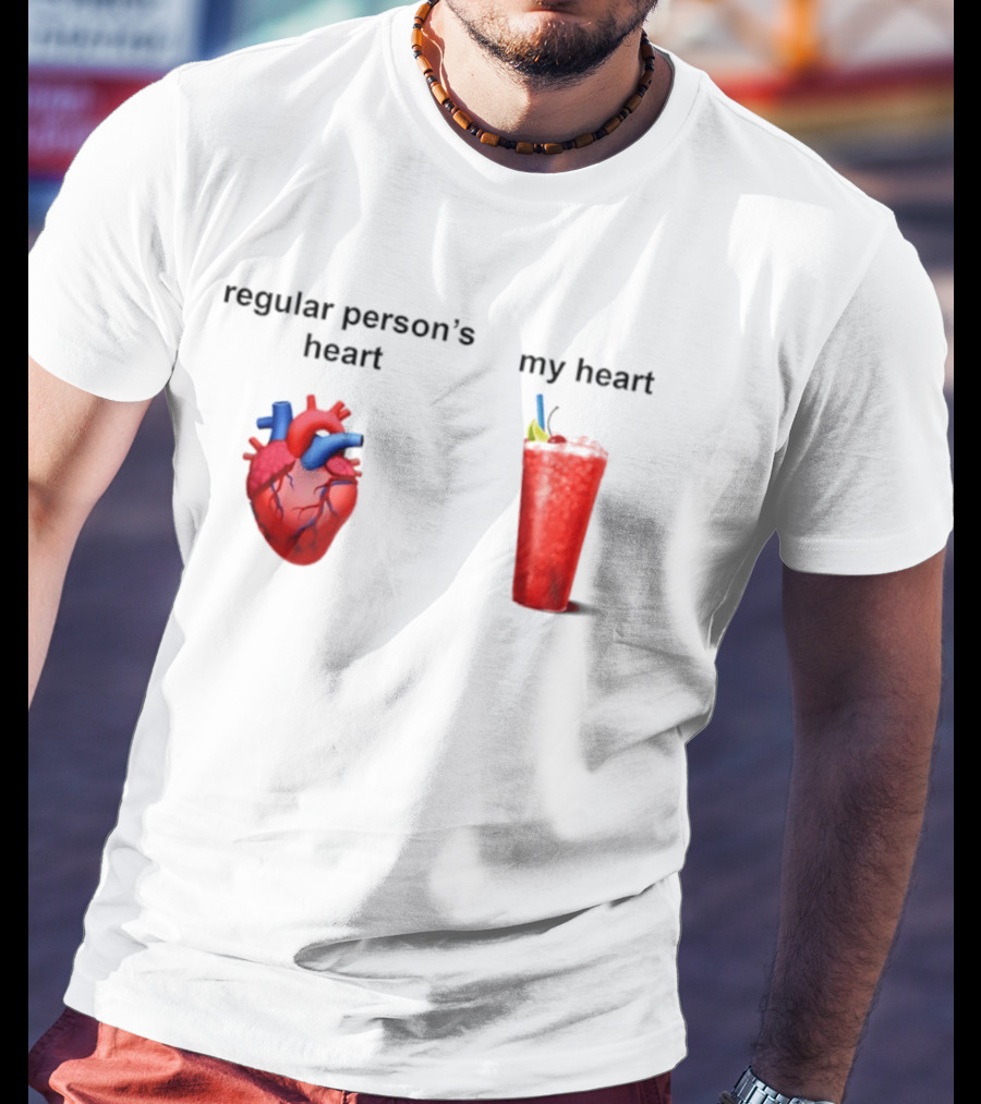 Regular Person's Heart Vs My Heart Cocktail Emoji Comparison T-Shirt