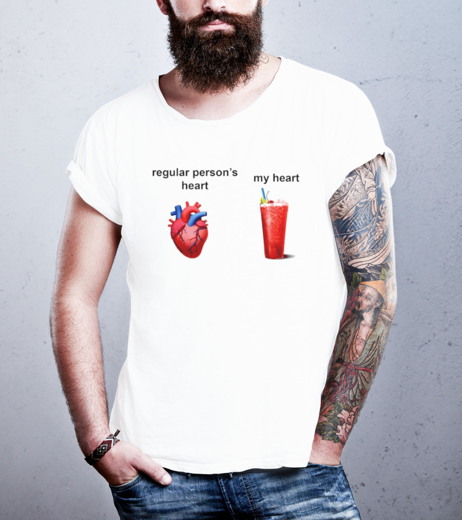 Regular Person's Heart Vs My Heart Cocktail Emoji Comparison T-Shirt