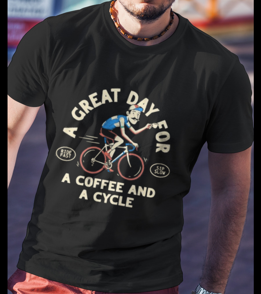 A Great Day For A Coffee And A Cycle Vintage Cycling T-Shirt