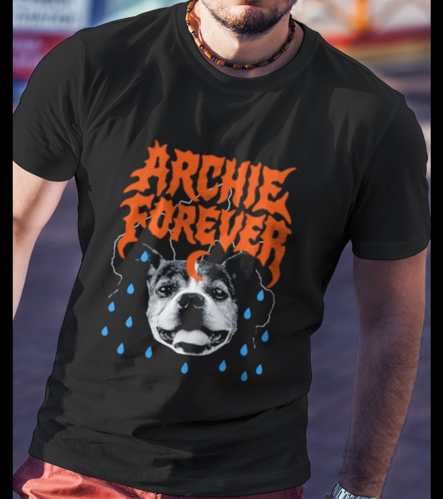 Archie Forever Dog Memorial Pet Tribute With Teardrops And Crescent Moon T-Shirt