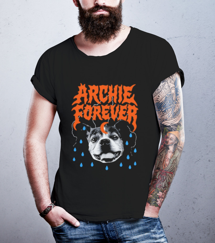 Archie Forever Dog Memorial Pet Tribute With Teardrops And Crescent Moon T-Shirt