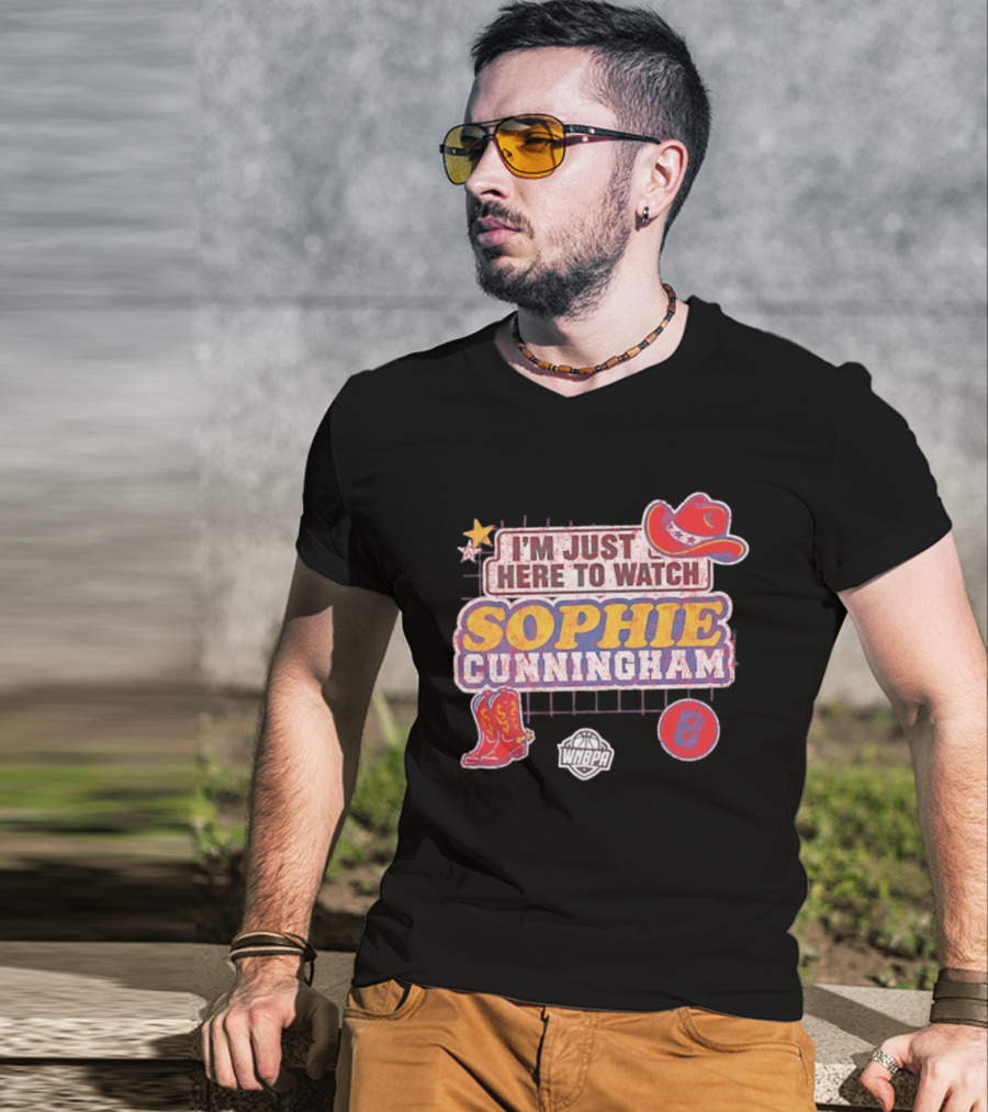 I'm Just Here To Sophie Cunningham WNBA Cowboys Hat Boots Star 8 T-Shirt