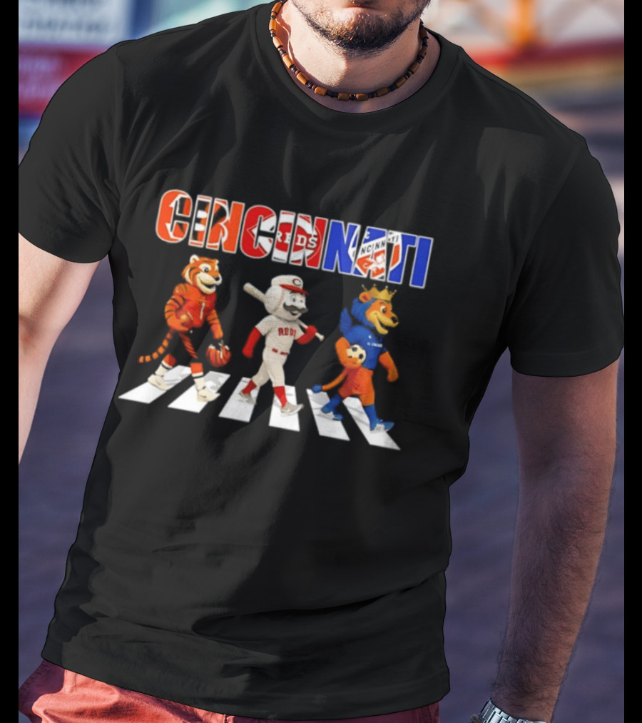Cincinnati Reds Bengals Lions Mascots Abbey Road 2026 T-Shirt