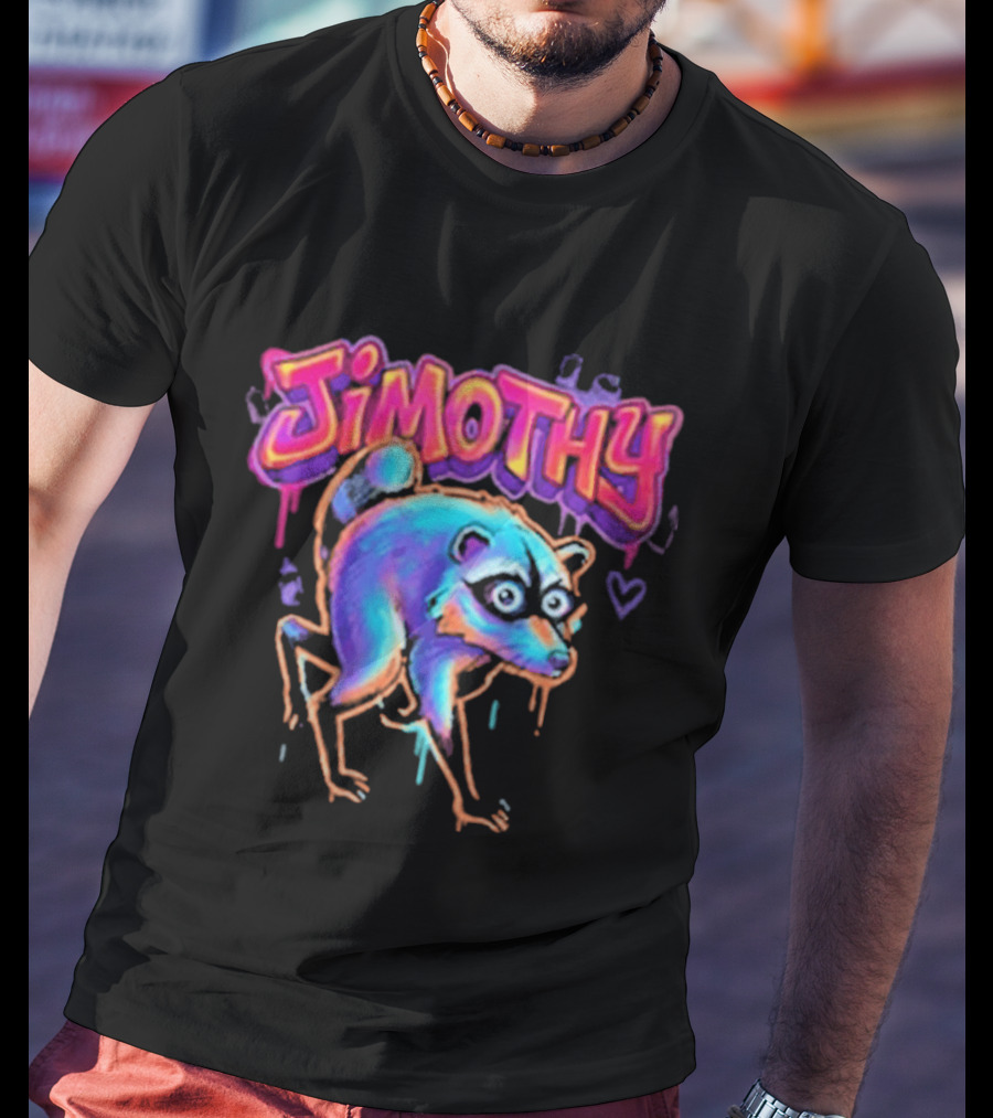 Jimothy Colorful Graffiti Raccoon T-Shirt