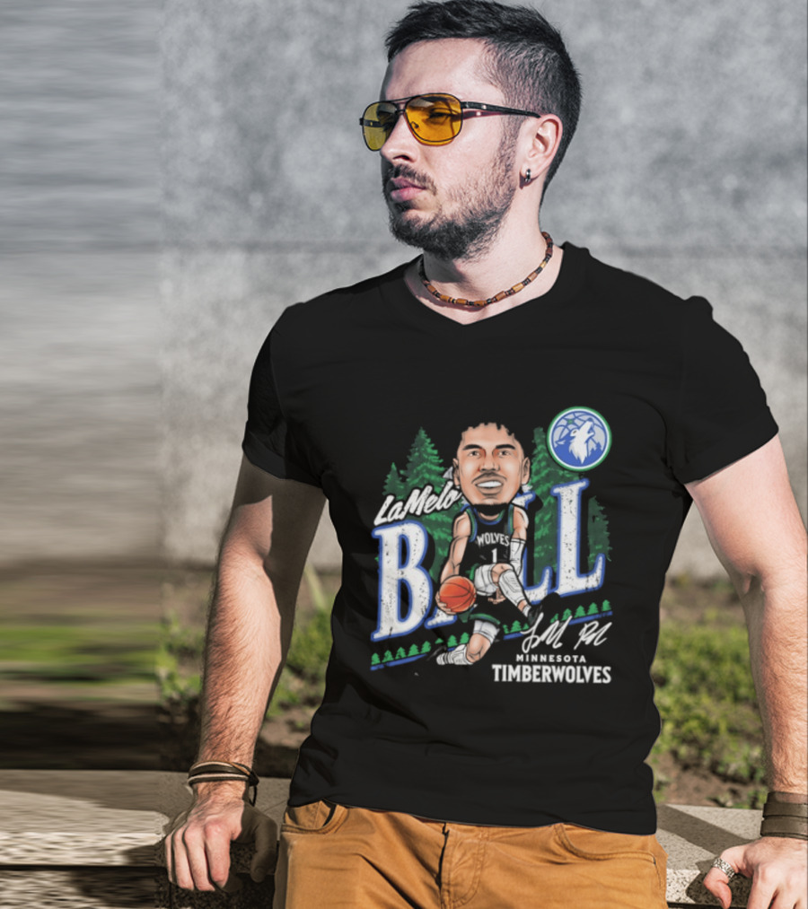 LaMelo Ball Minnesota Timberwolves Basketball Player Caricature T-Shirt