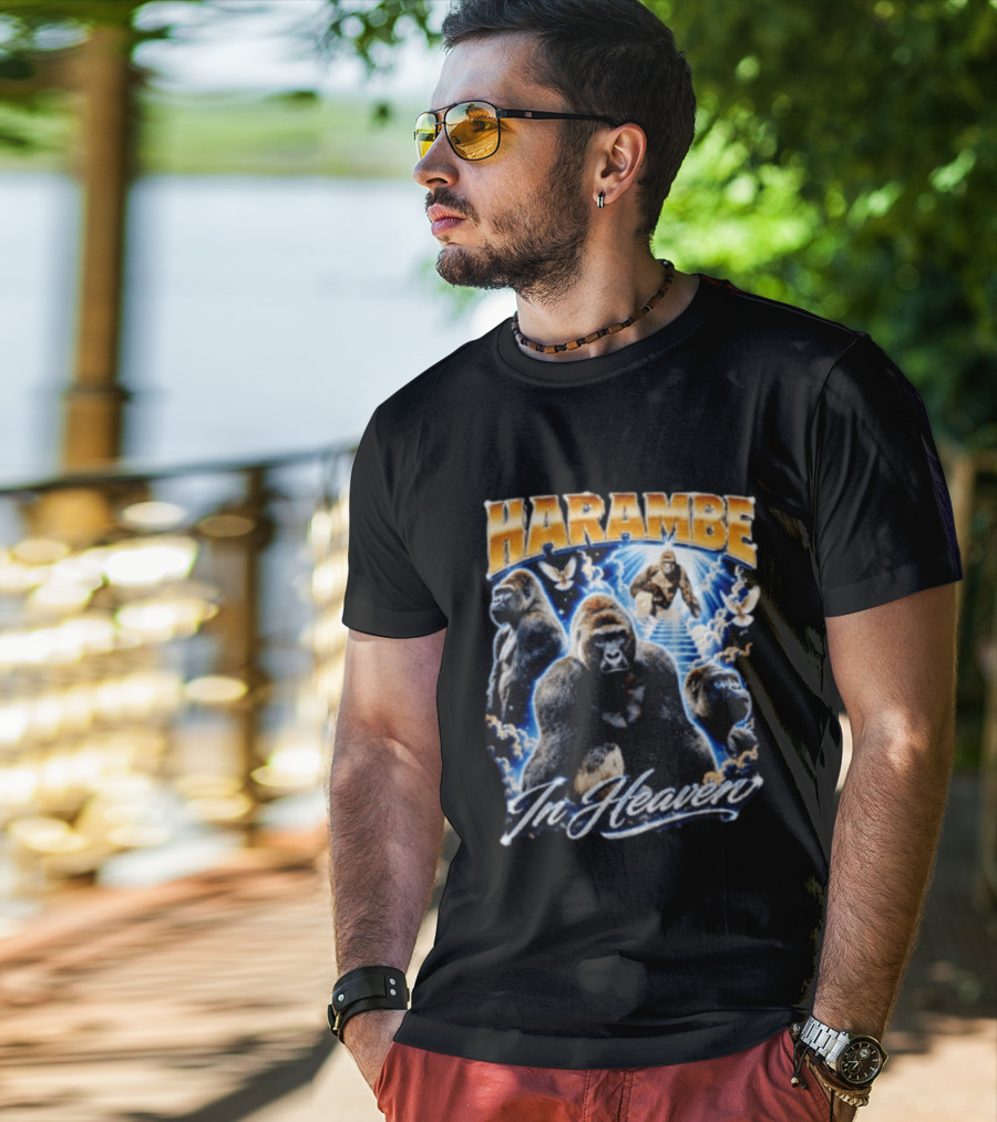 Harambe In Heaven Gorilla And Angels T-Shirt