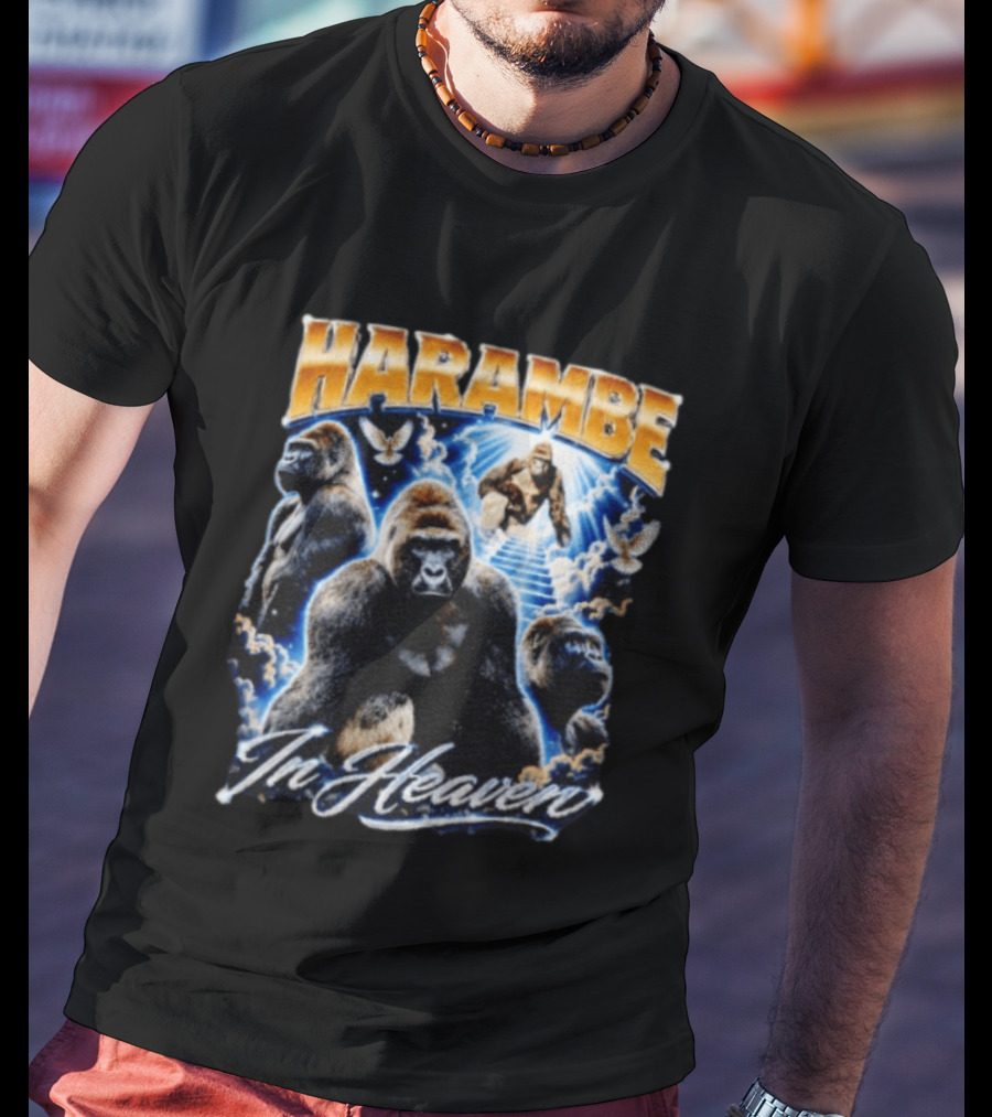 Harambe In Heaven Gorilla And Angels T-Shirt