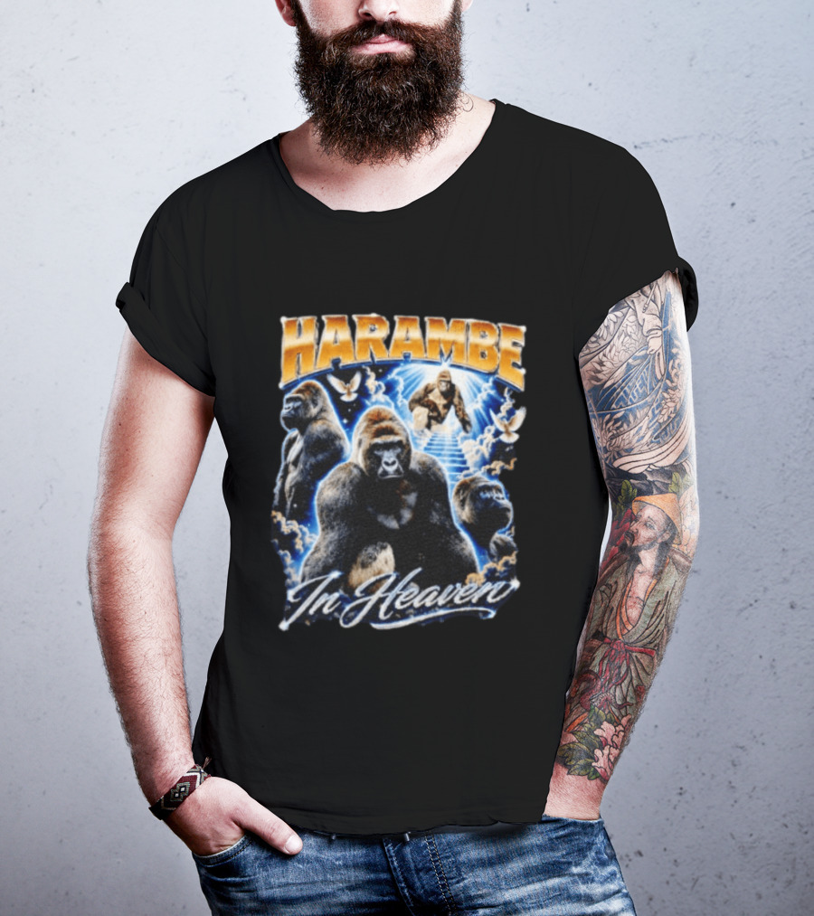 Harambe In Heaven Gorilla And Angels T-Shirt