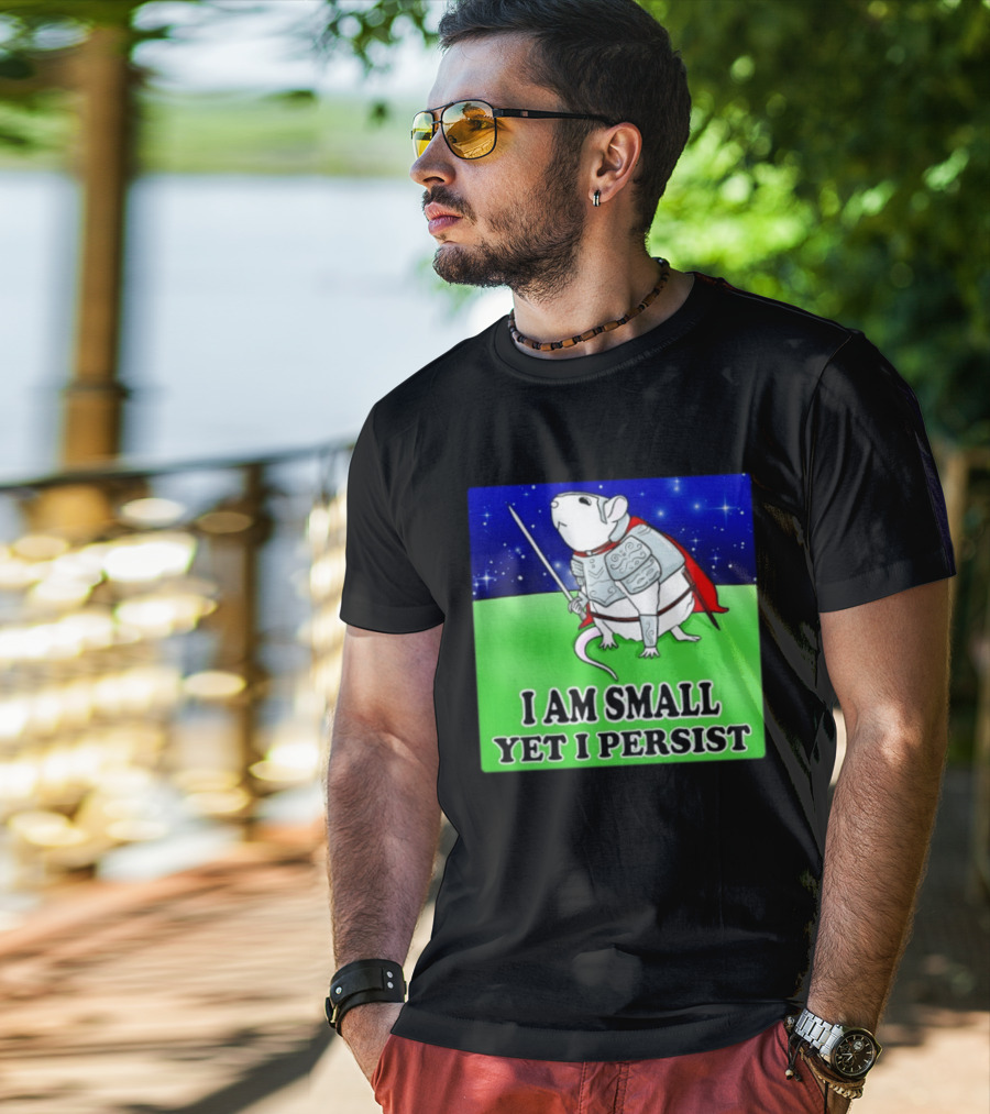 I Am Small Yet I Persist Knight Rat Armor Red Cape Stars T-Shirt