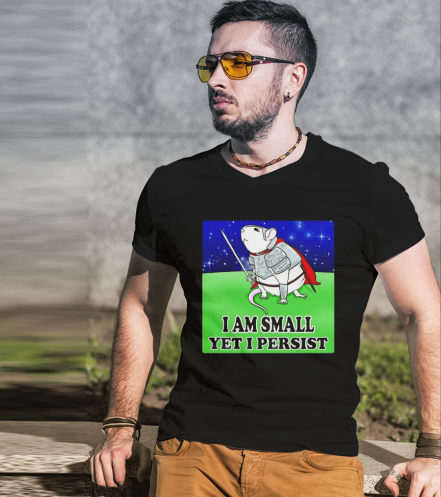 I Am Small Yet I Persist Knight Rat Armor Red Cape Stars T-Shirt