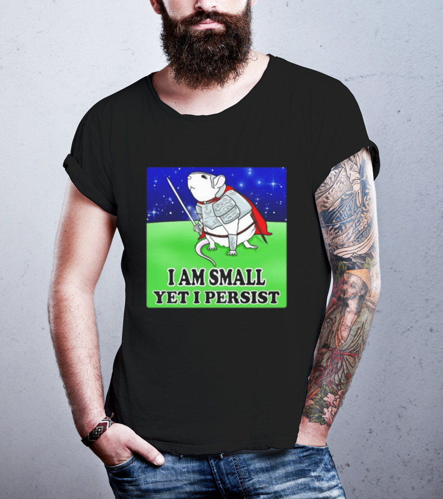 I Am Small Yet I Persist Knight Rat Armor Red Cape Stars T-Shirt