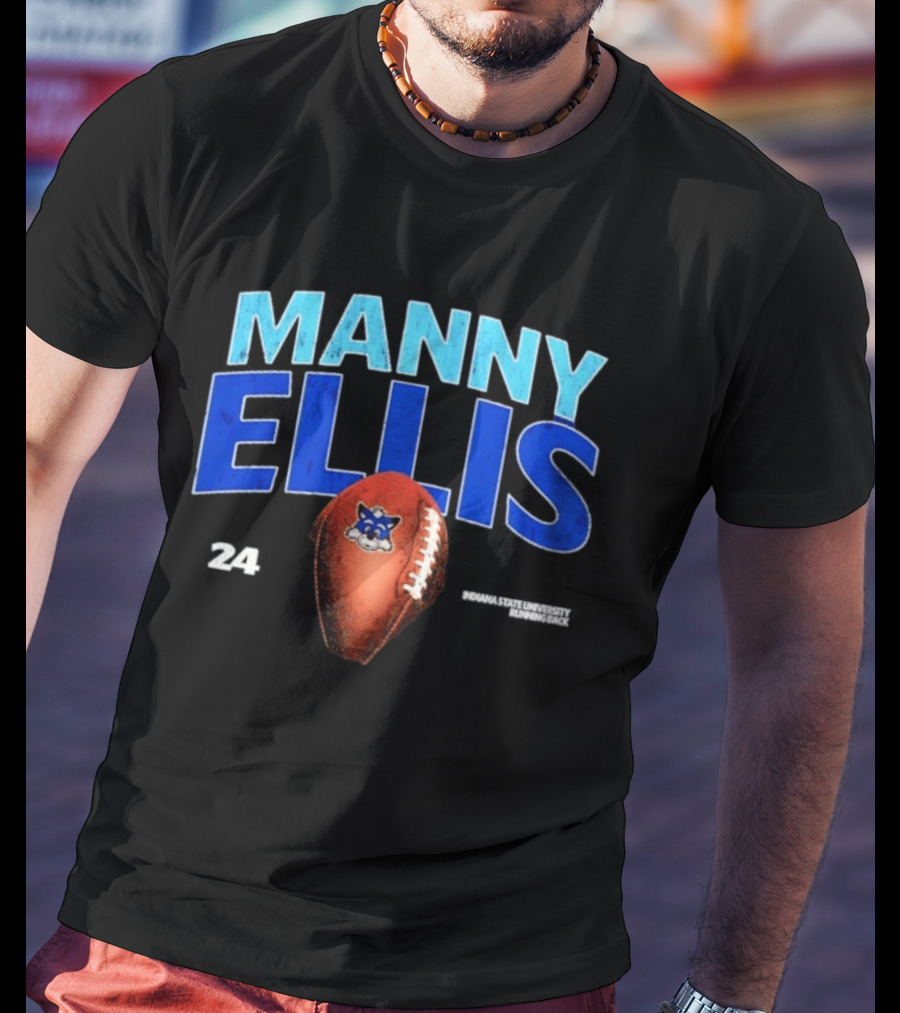 Manny Ellis 24 Indiana State University Running Back Football Sycamores T-Shirt