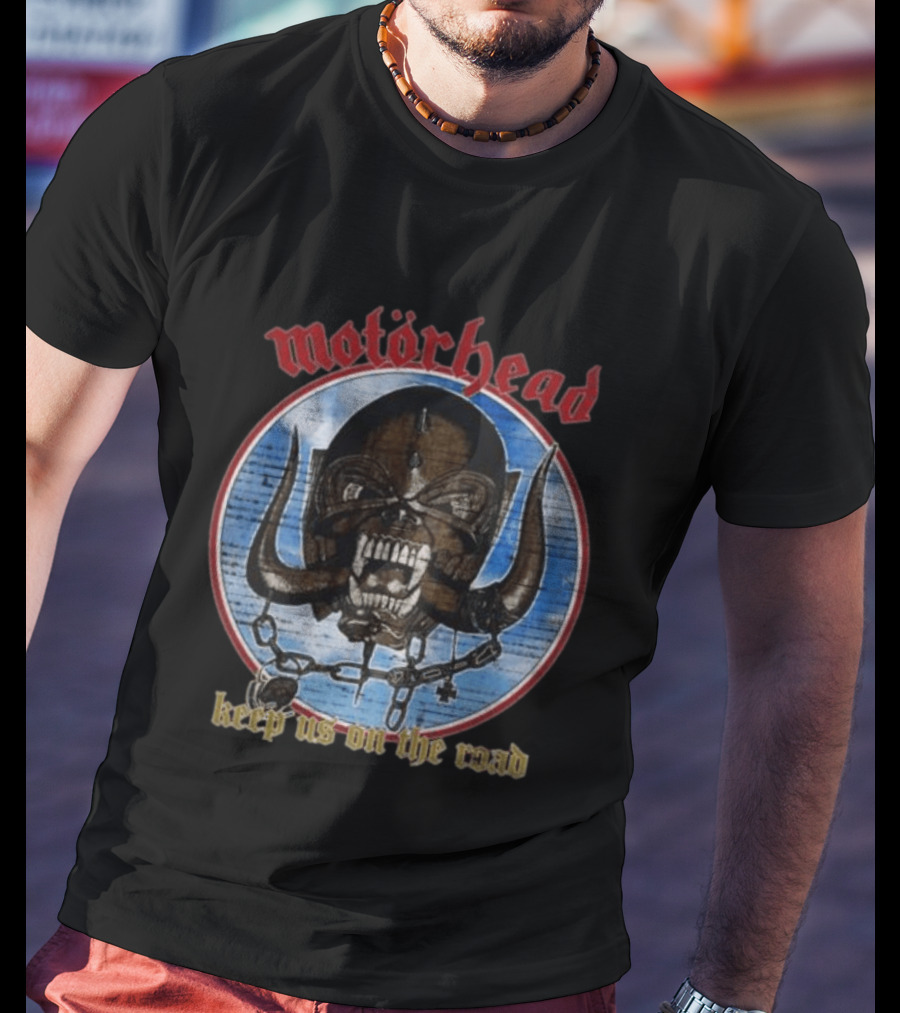 Motörhead Keep Us On The Road Skull Chain Iconic Rock Motif T-Shirt