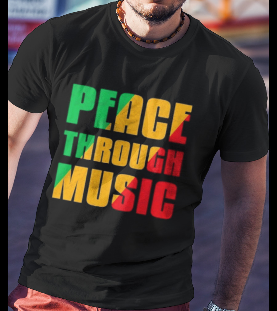 Peace Through Music Reggae Rasta Jamaica T-Shirt
