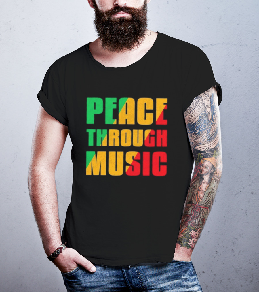 Peace Through Music Reggae Rasta Jamaica T-Shirt