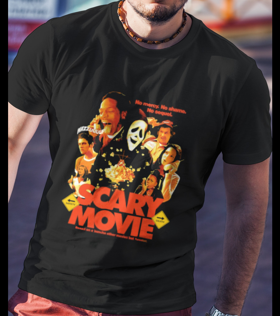 Scary Movie No Mercy No Shame No Sequel Spoof Characters Popcorn Scene T-Shirt