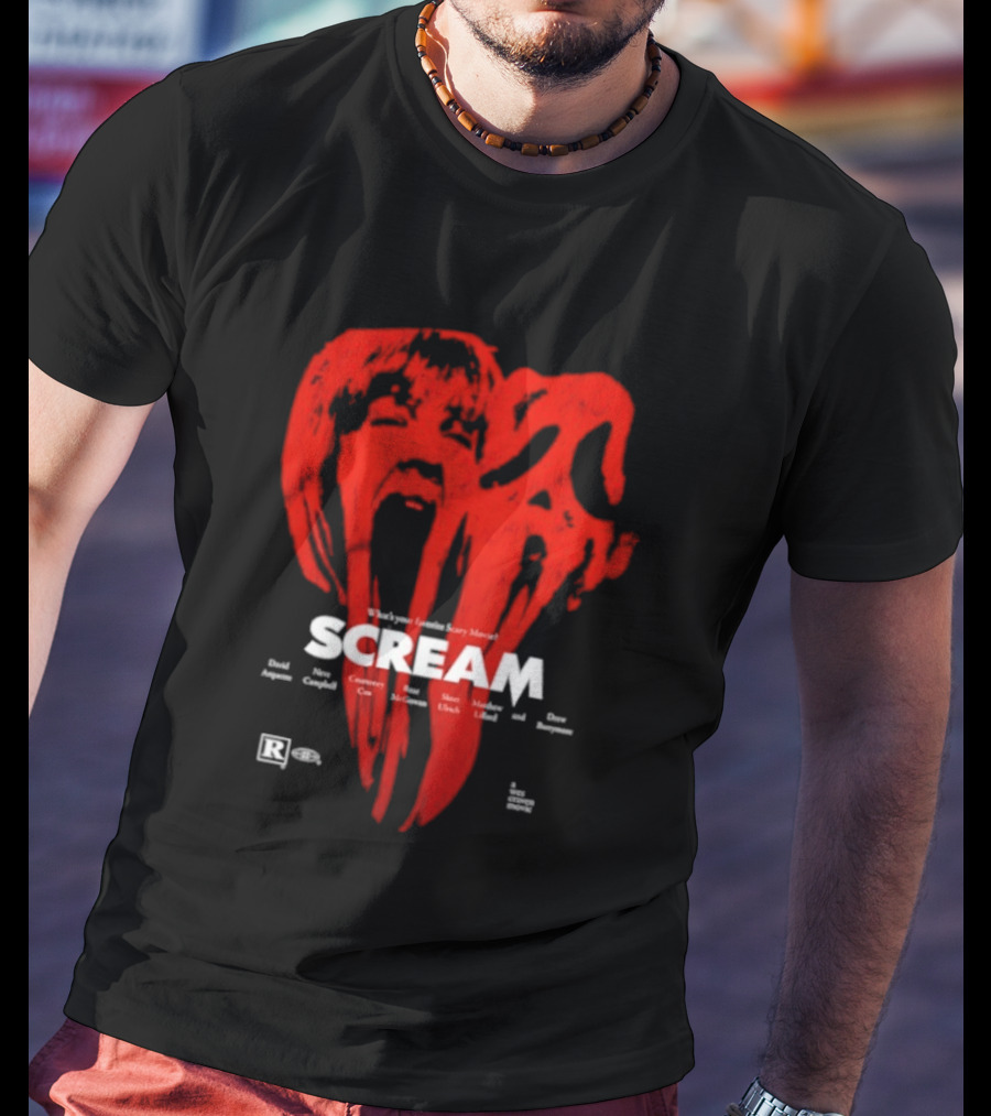 Scream What Is Your Favorite Scary Movie Blood Mask Painting T-Shirt