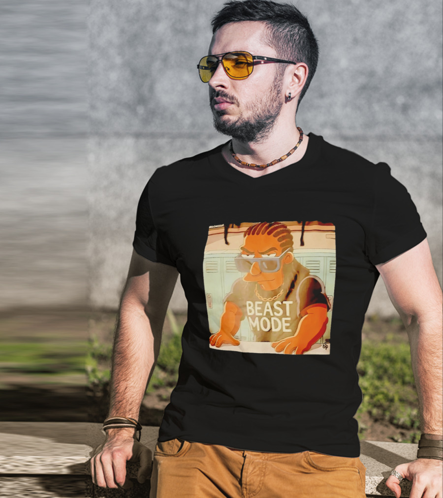Simpson X Big Chrizzle Beast Mode Character In Sunglasses Locker Room Scene T-Shirt