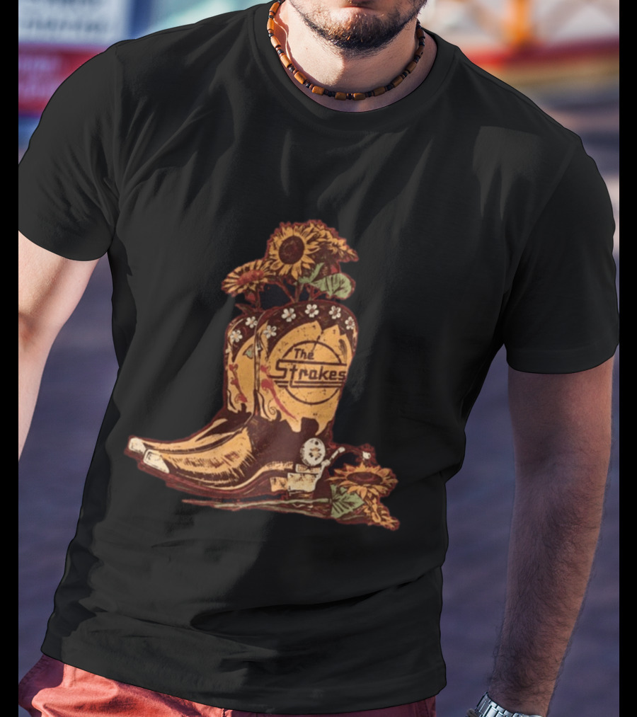 The Strokes Reality Awaits Tour 2026 Sunflower Cowboy Boots T-Shirt