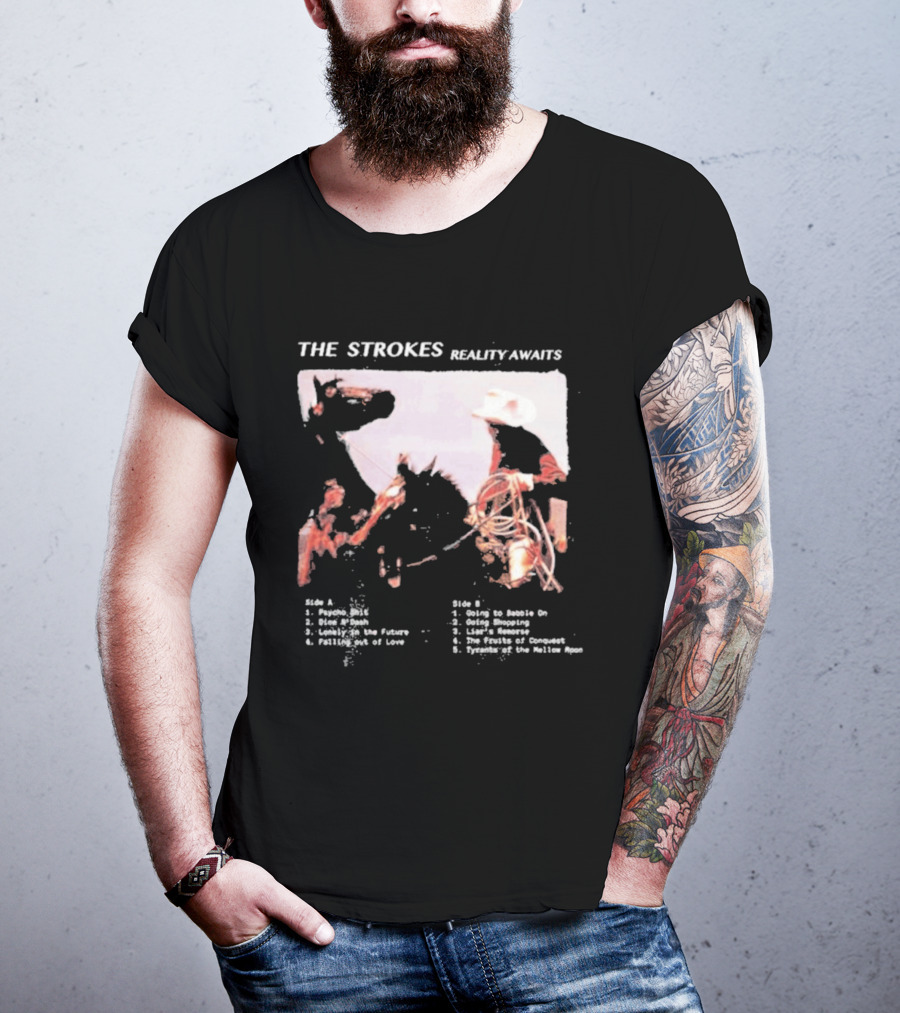 The Strokes Reality Awaits Tracklist Cowboy Imagery Future Nostalgia Space Cowboys T-Shirt