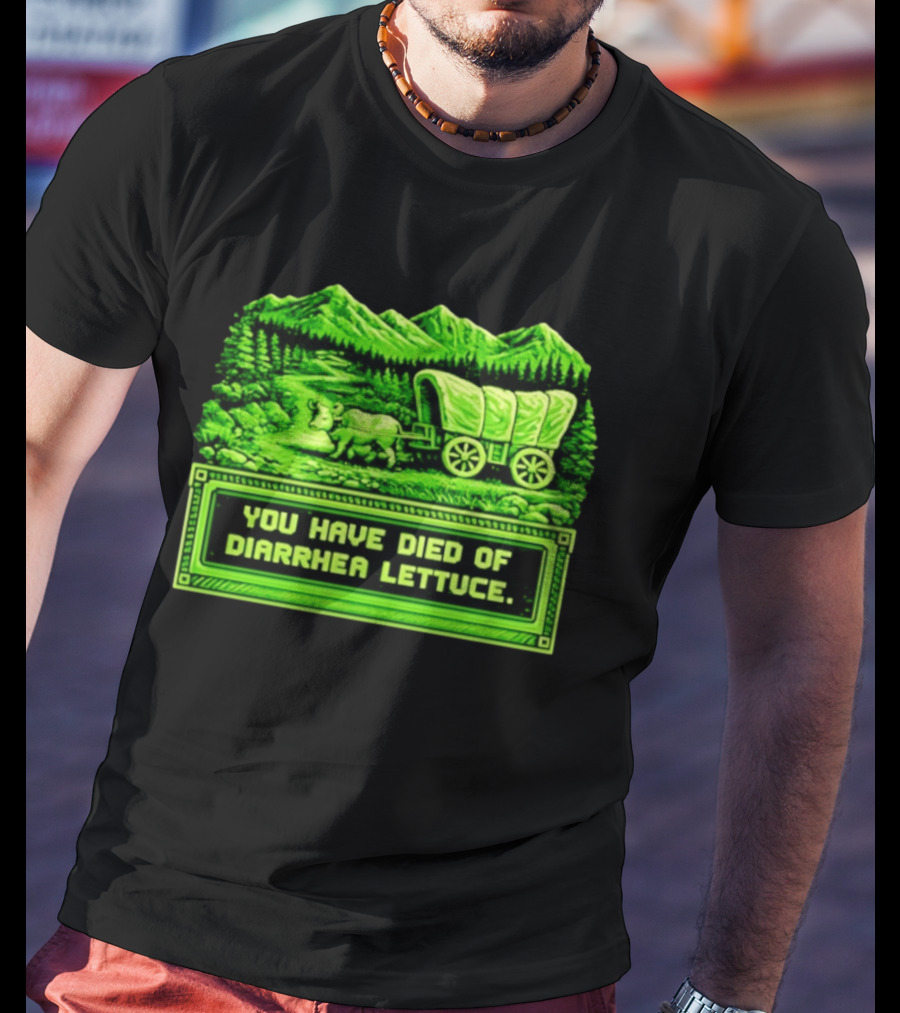 You Have Died Of Diarrhea Lettuce Wagon Trail Retro Gaming T-Shirt