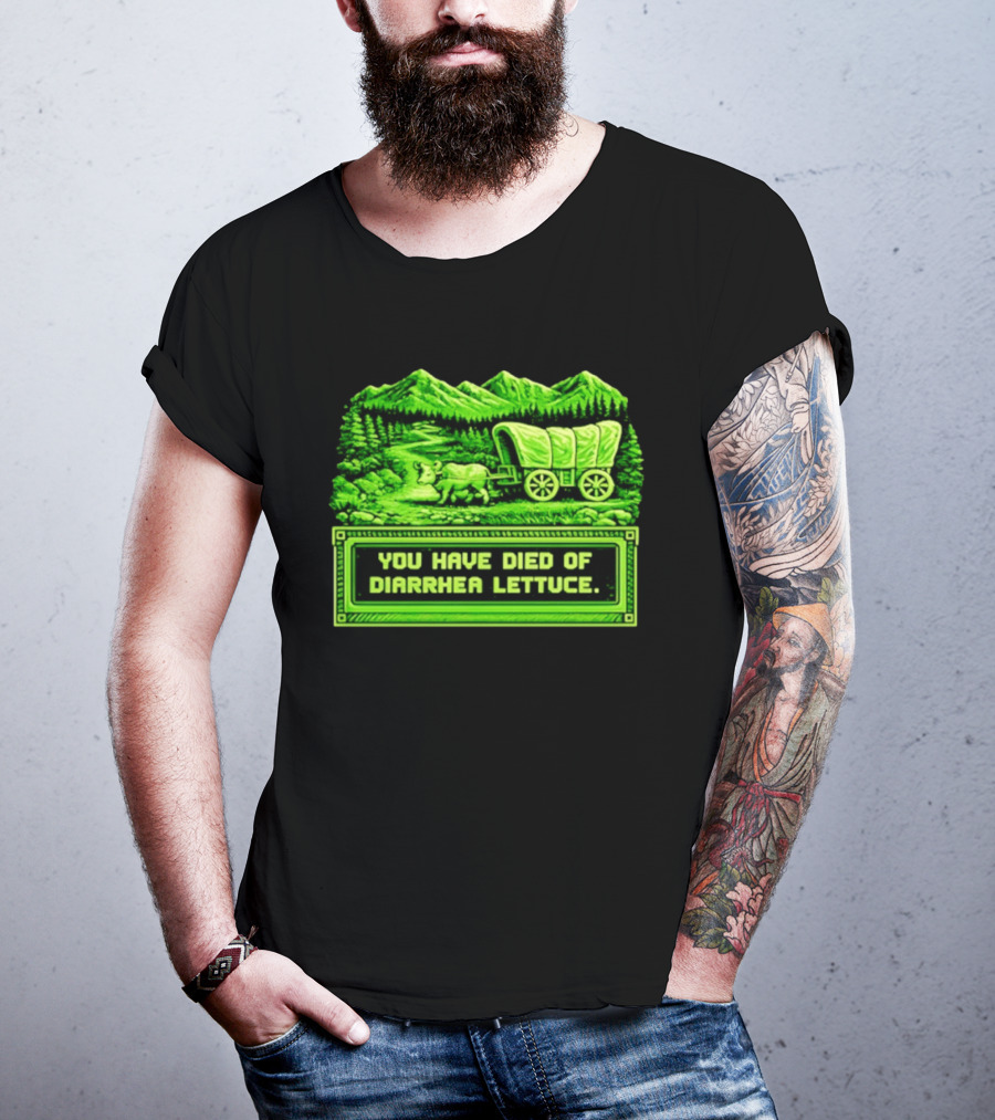 You Have Died Of Diarrhea Lettuce Wagon Trail Retro Gaming T-Shirt