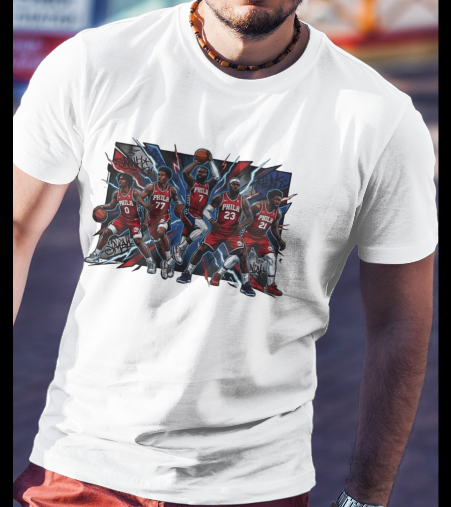 Philadelphia 76ers Lebron James Jaylen Brown Joel Embiid VJ Edgecombe Tyrese Maxey Phila Red Jerseys Basketball Team T-Shirt