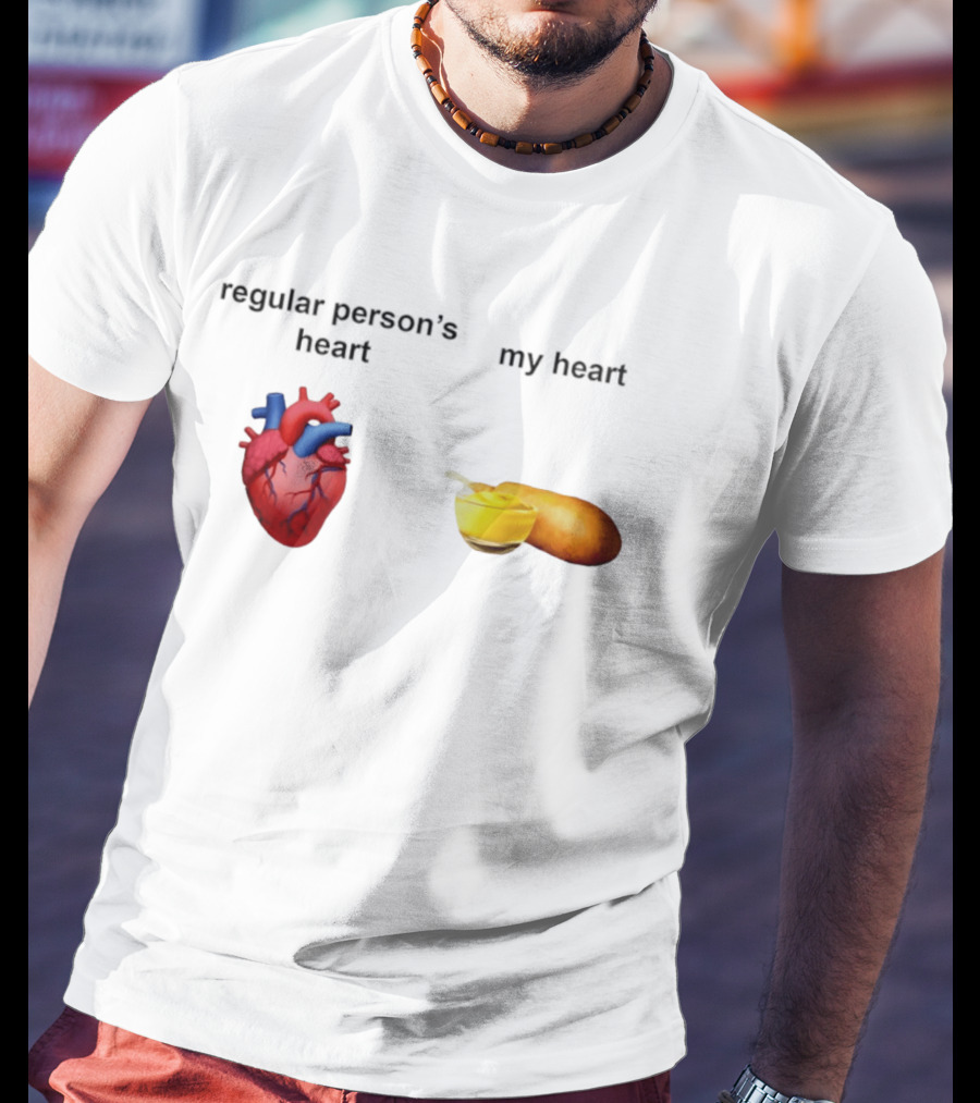 Regular Person's Heart My Heart Corn Dog Mustard T-Shirt