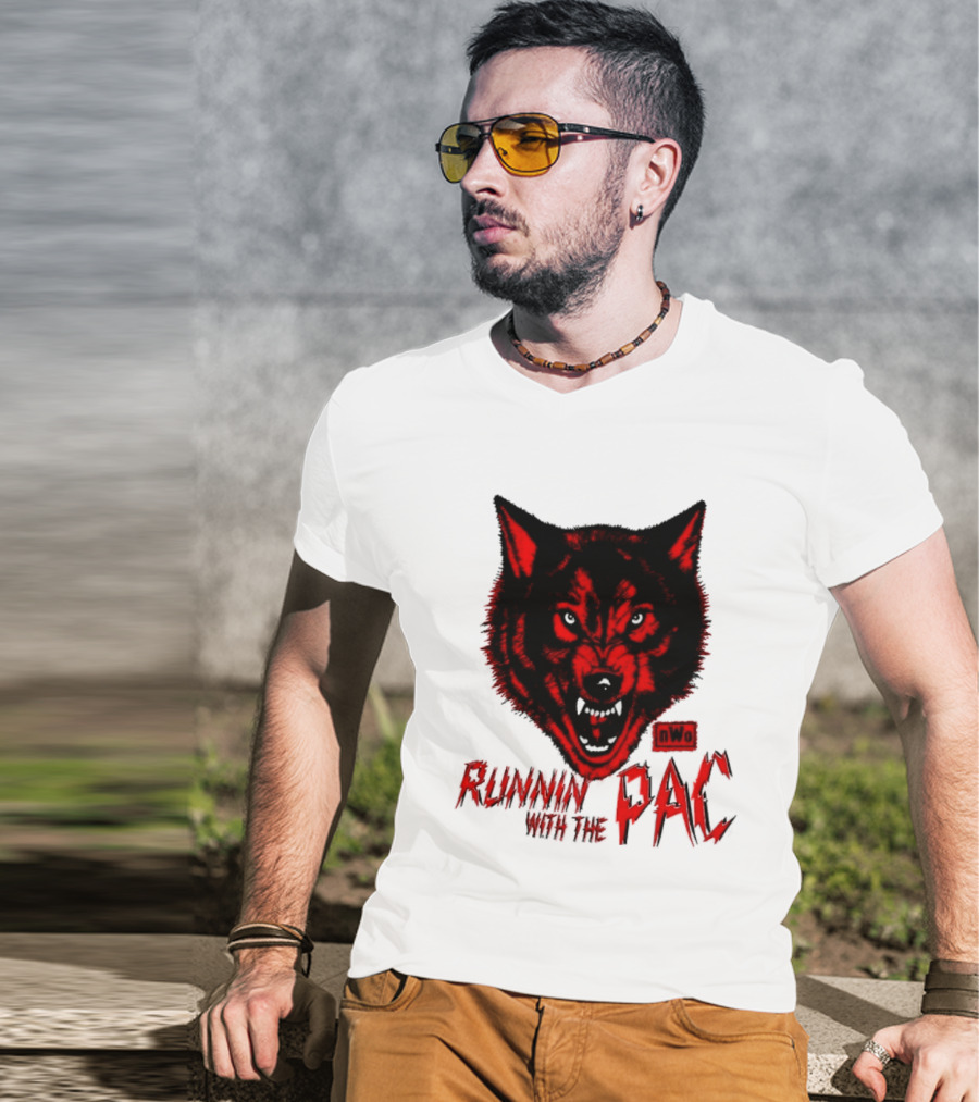 Runnin With The Pac Wolf NWo New World Order 2 Sided T-Shirt