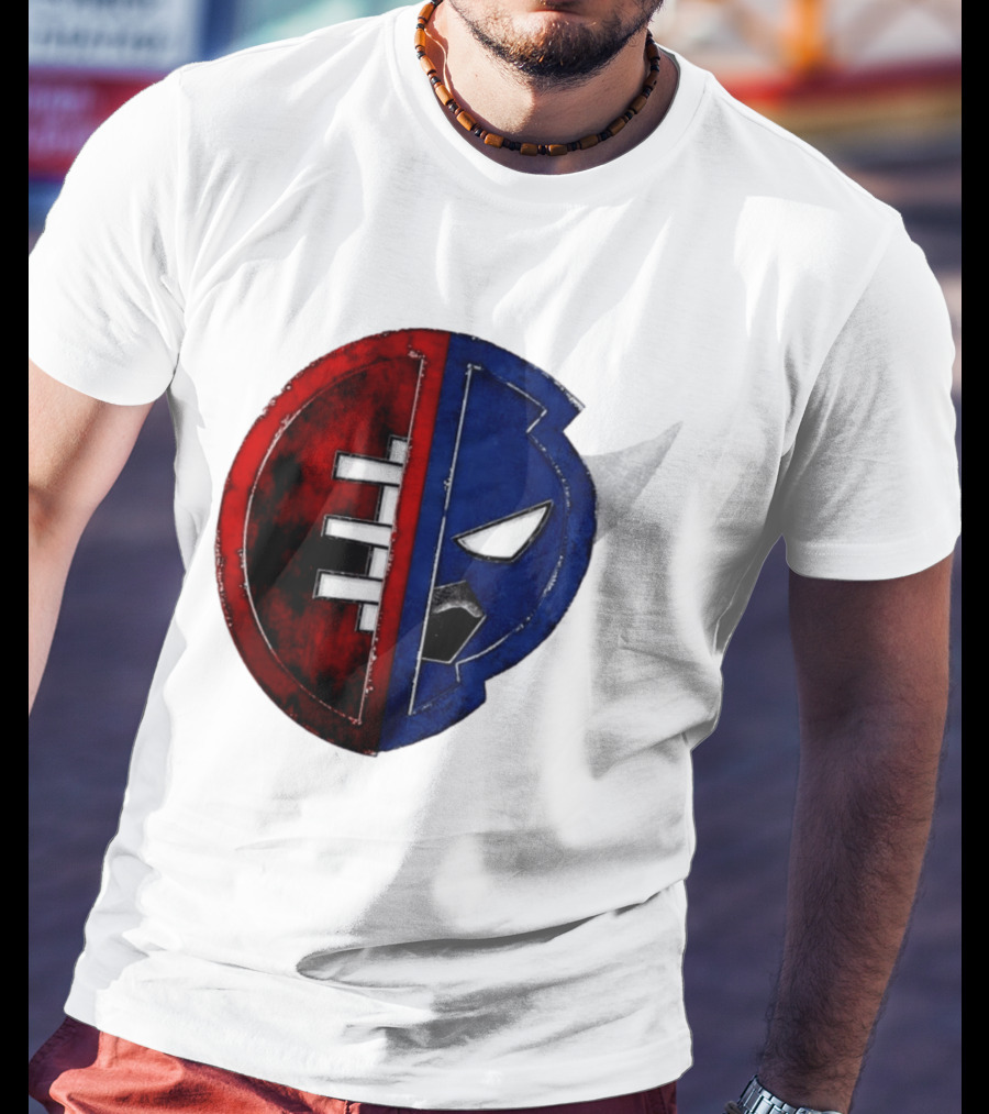 Buffalo Football Fusion Mask Emblem Red Blue Horns T-Shirt