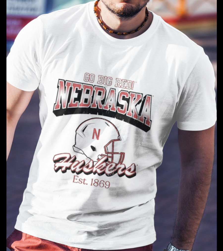 Go Big Red Nebraska Huskers Est 1869 Helmet T-Shirt