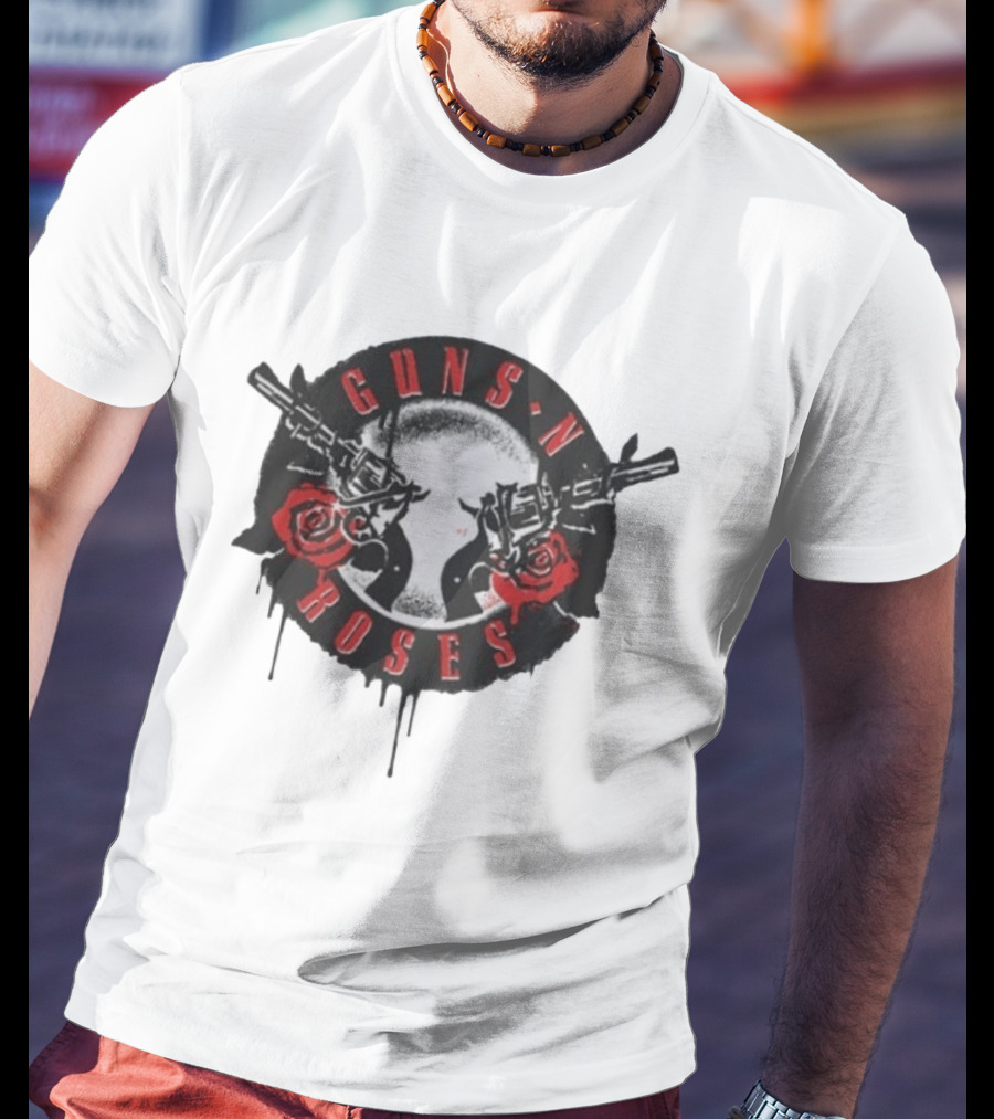 Guns N Roses World Tour 2026 Spray Painted Skull And Roses T-Shirt