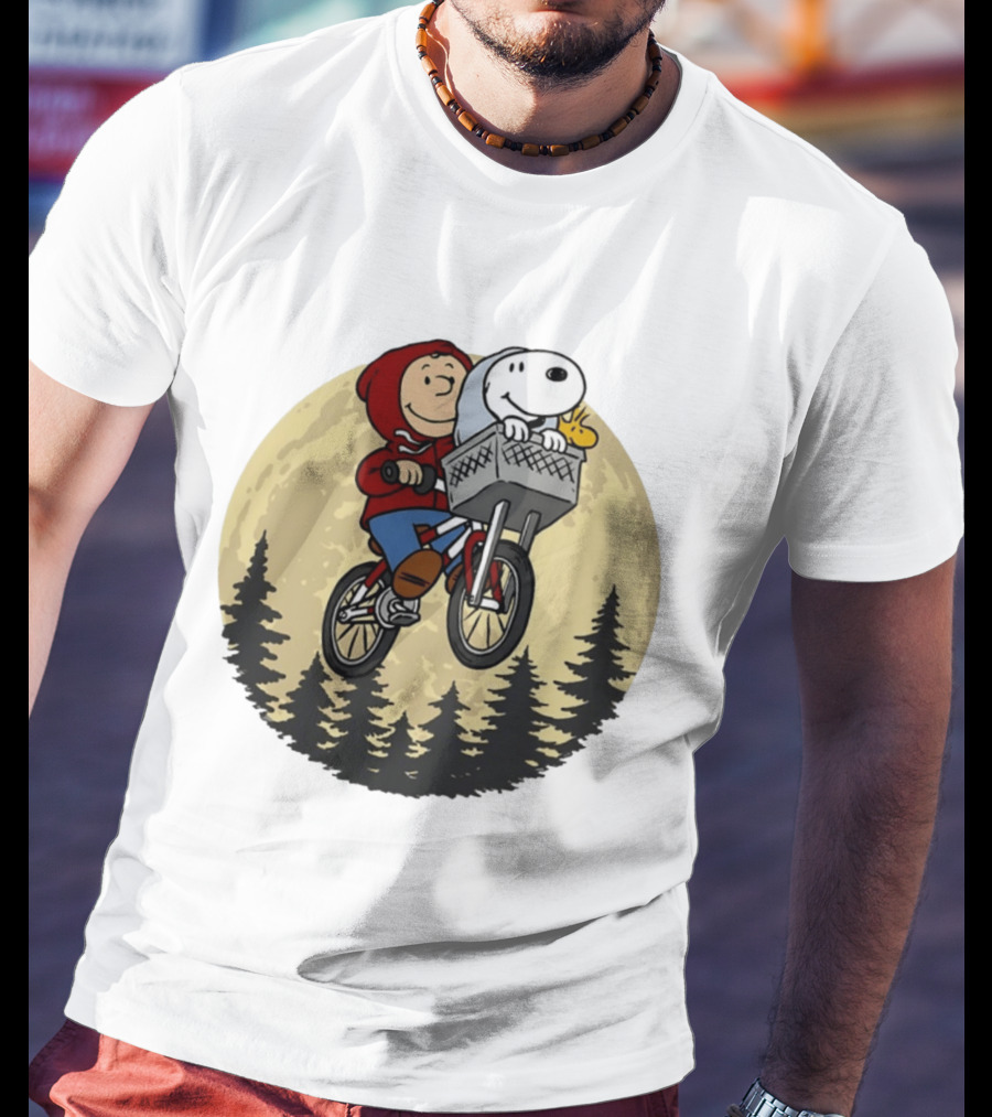 Moon Ride Snoopy And Charlie Brown Bicycle Adventure T-Shirt