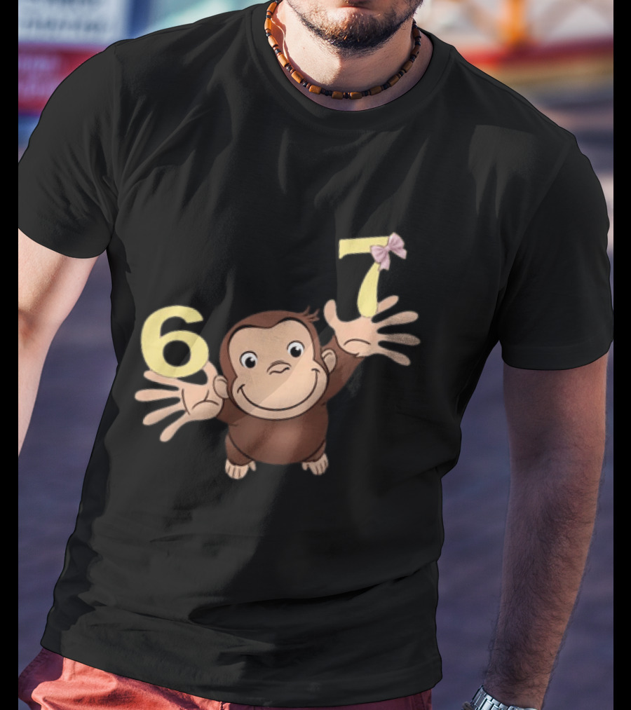 Curious George 67 Birthday Celebration Monkey And Numbers T-Shirt
