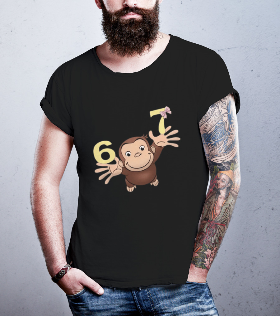 Curious George 67 Birthday Celebration Monkey And Numbers T-Shirt