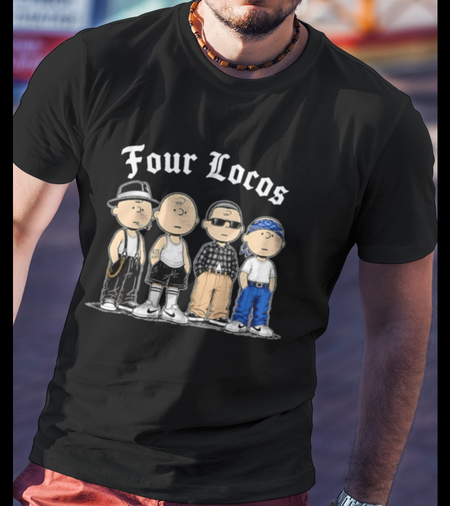 Four Locos Peanuts Gang Cholo Charlie Brown Characters T-Shirt