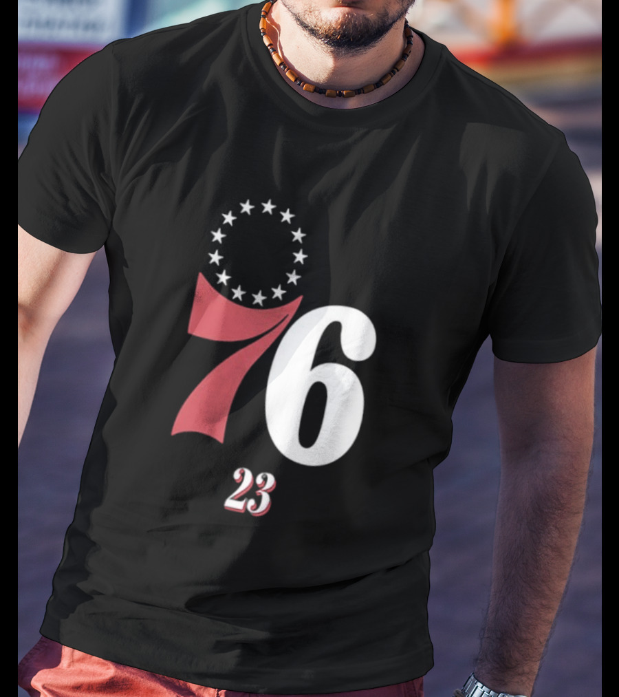 Philadelphia 76ers LeBron James 23 In The Paint Name And Number Royal 76ers T-Shirt