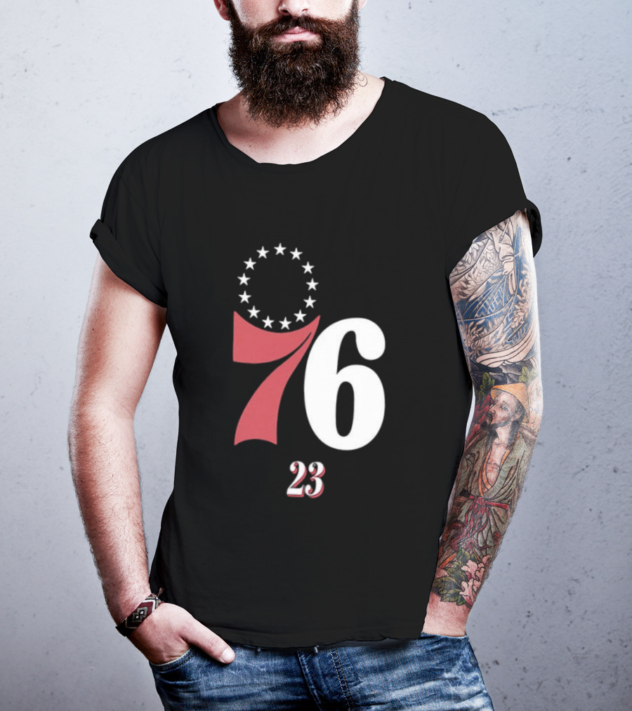 Philadelphia 76ers LeBron James 23 In The Paint Name And Number Royal 76ers T-Shirt