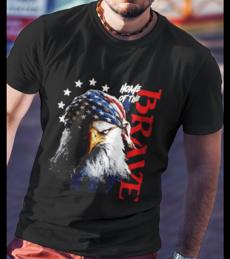 American Eagle Bandana Home Of The Brave Stars T-Shirt