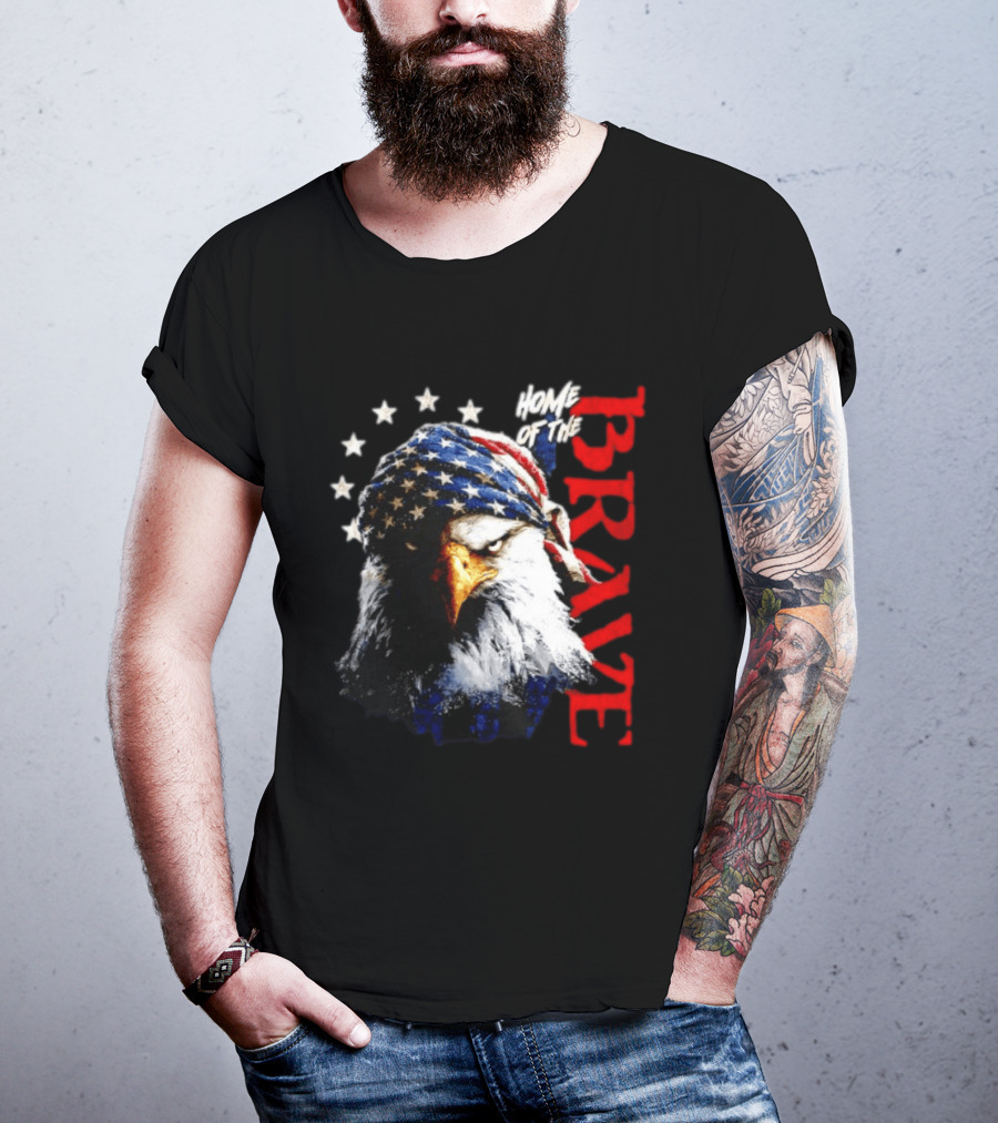 American Eagle Bandana Home Of The Brave Stars T-Shirt