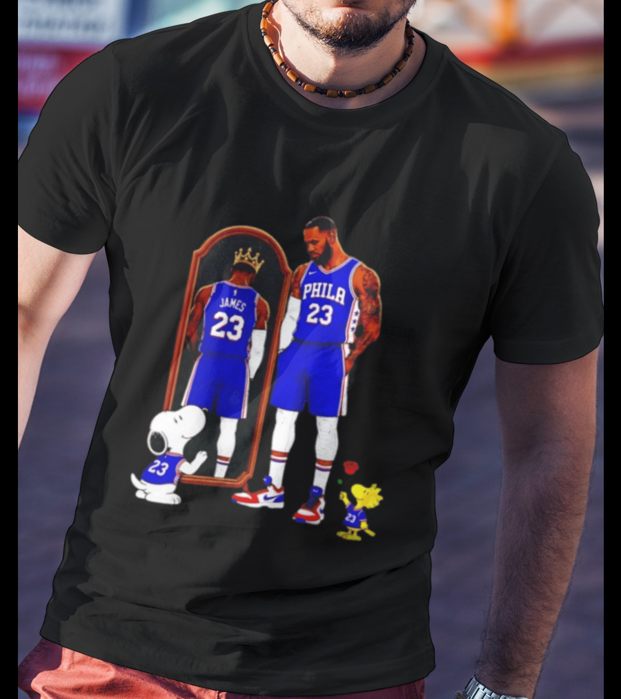 Snoopy Woodstock Mirror 23 King James Philadelphia 76ers T-Shirt