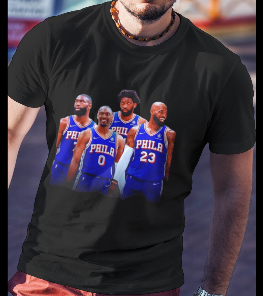 Philadelphia 76ers Joel Embiid Tyrese Maxey Paul George LeBron James NBA Team T-Shirt