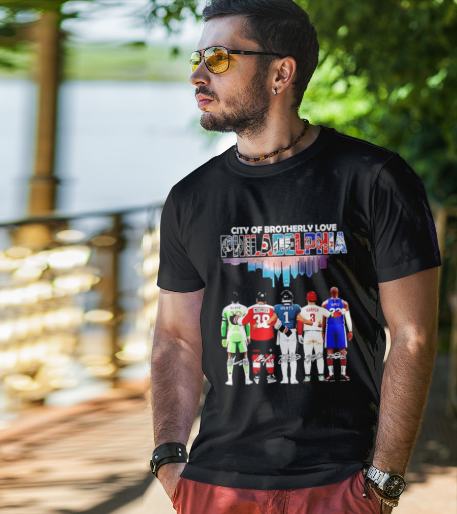 City Of Brotherly Love Philadelphia Skyline James Harper Hurts Blake Michkov T-Shirt