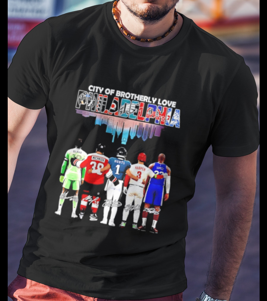 City Of Brotherly Love Philadelphia Skyline James Harper Hurts Blake Michkov T-Shirt