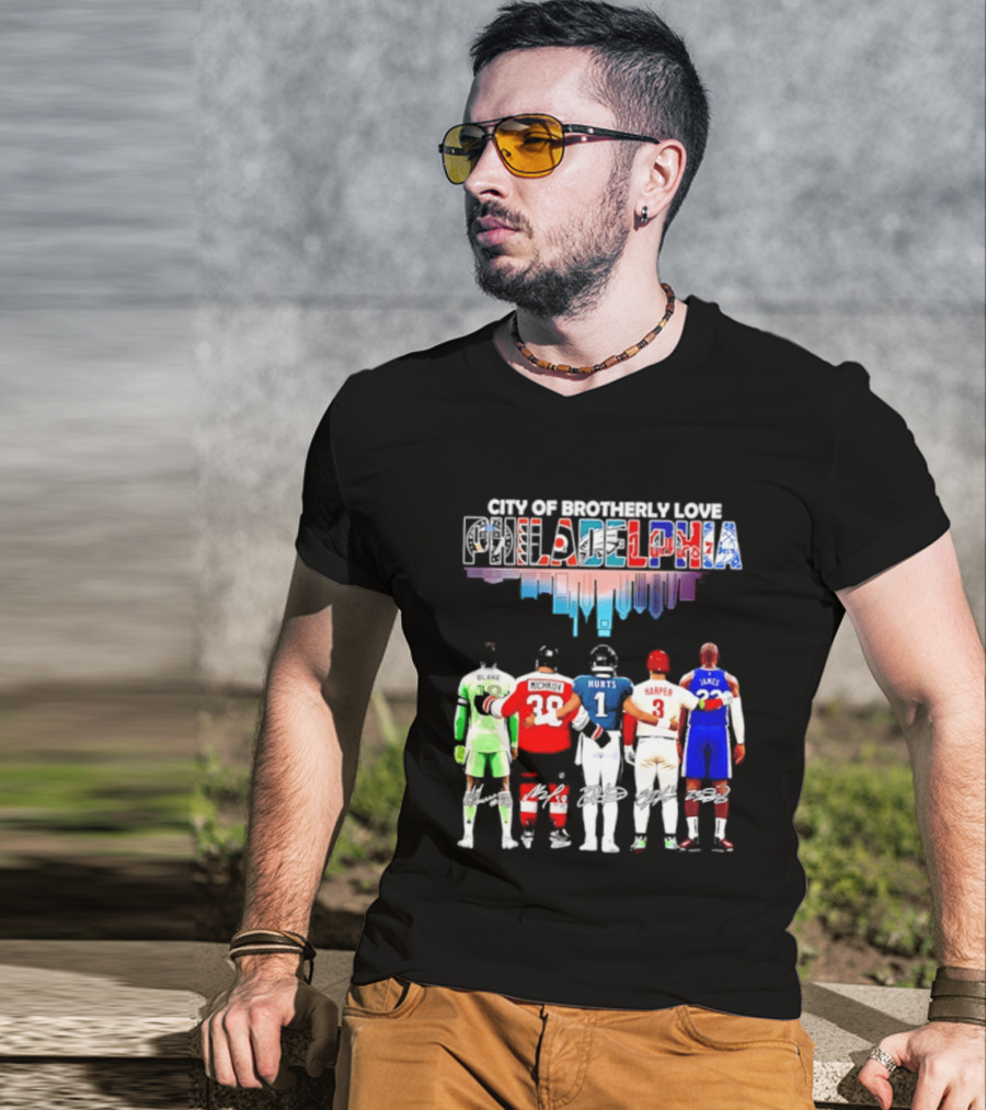 City Of Brotherly Love Philadelphia Skyline James Harper Hurts Blake Michkov T-Shirt