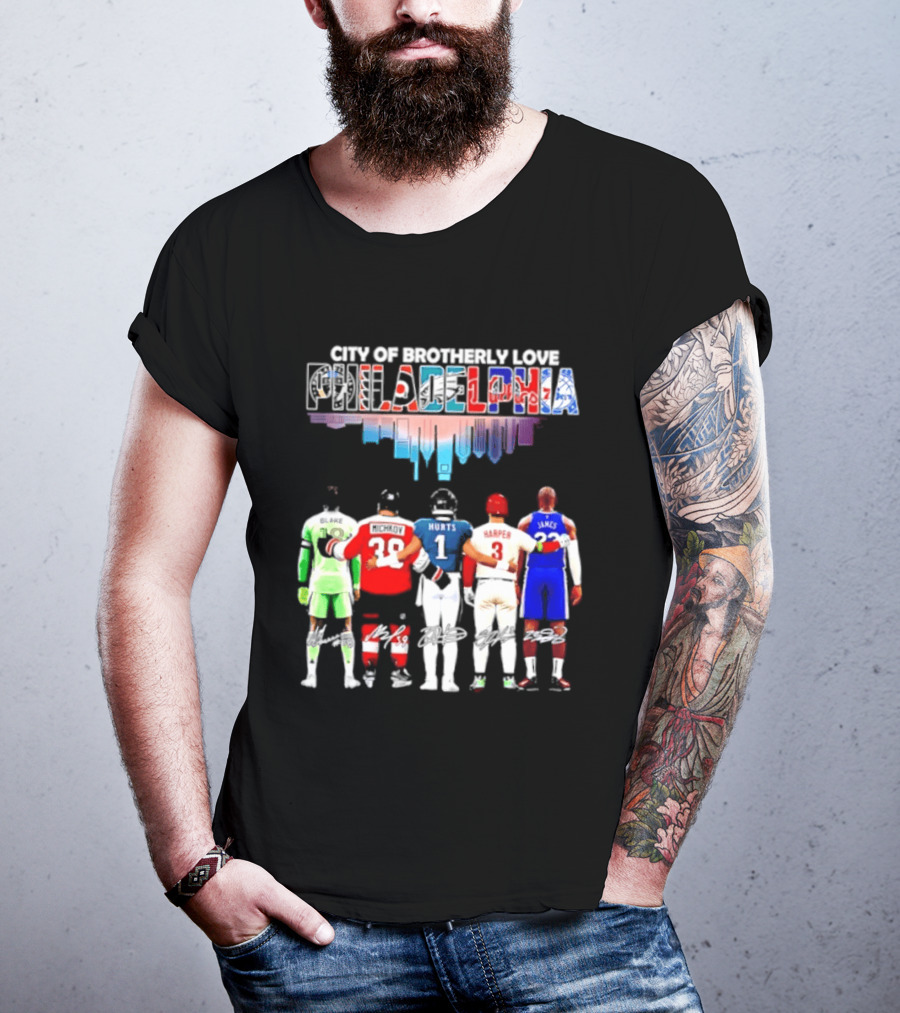 City Of Brotherly Love Philadelphia Skyline James Harper Hurts Blake Michkov T-Shirt